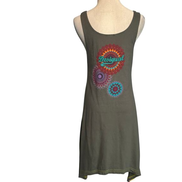 Desigual Green and Pink Asymmetrical Tunic Dress size Medium - Picture 14 of 16